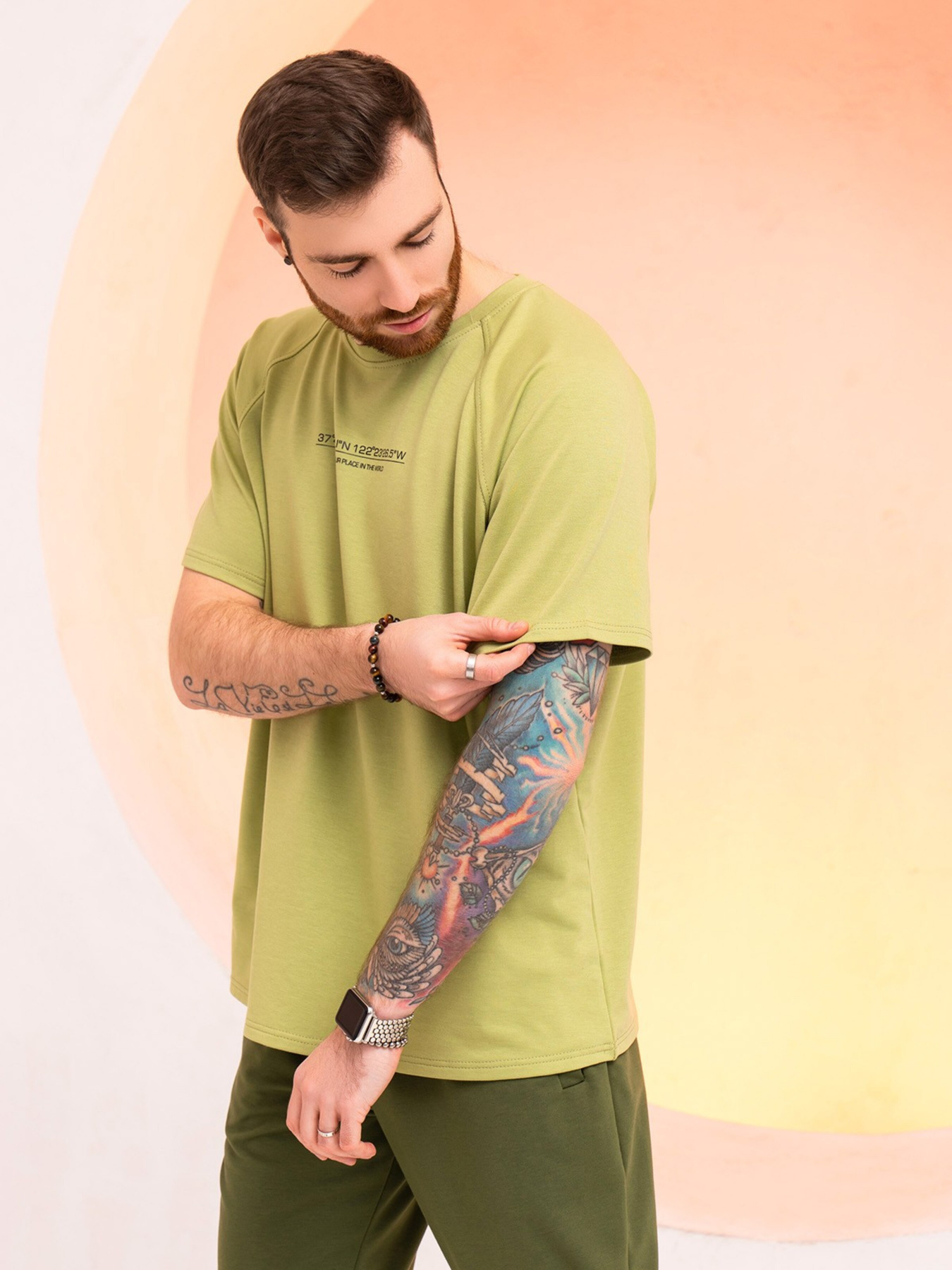 Футболка ISSA Plus модель GN-522_olive Футболка ISSA Plus модель GN-522_olive Фото