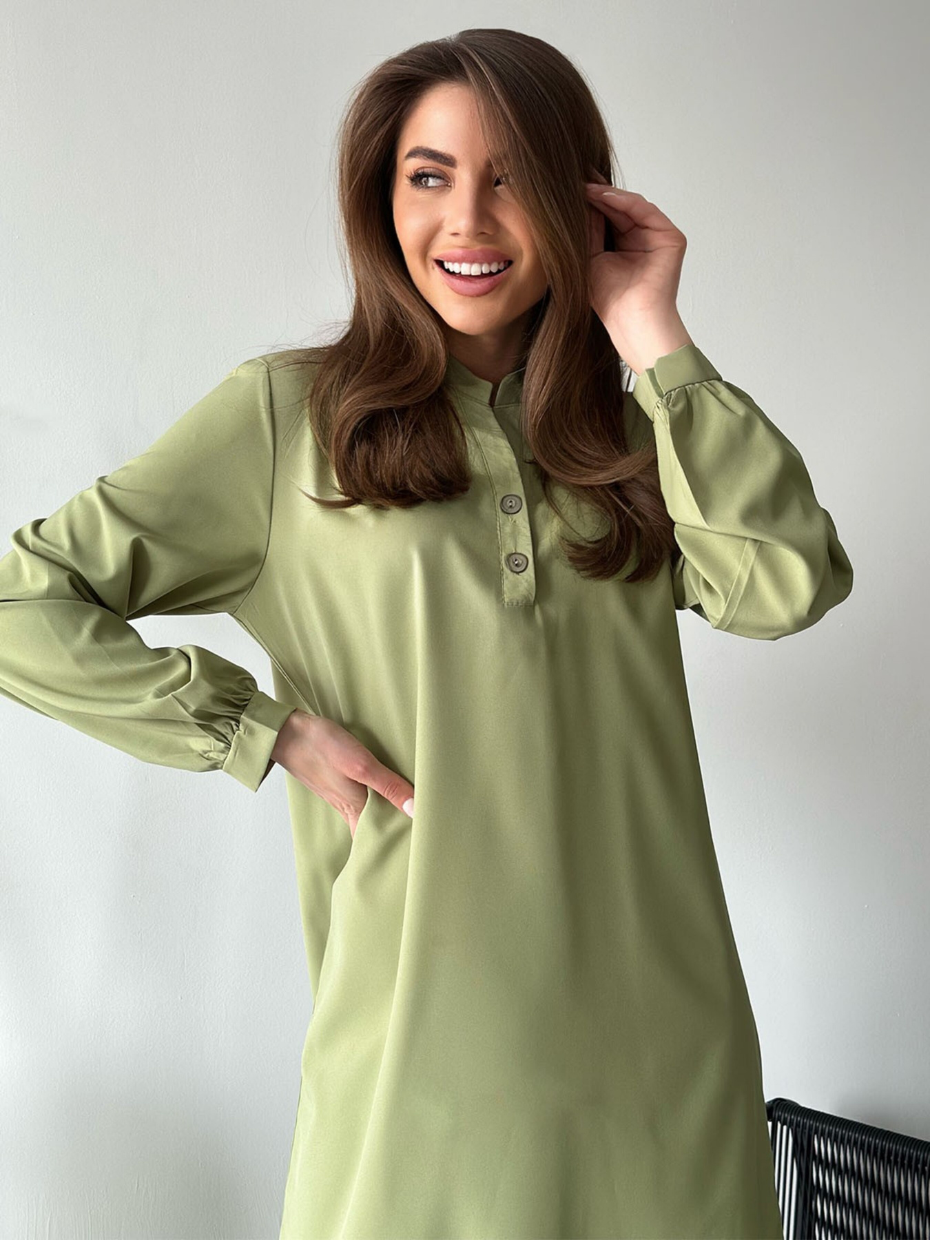 Платье мини ISSA Plus модель 12466_olive Фото