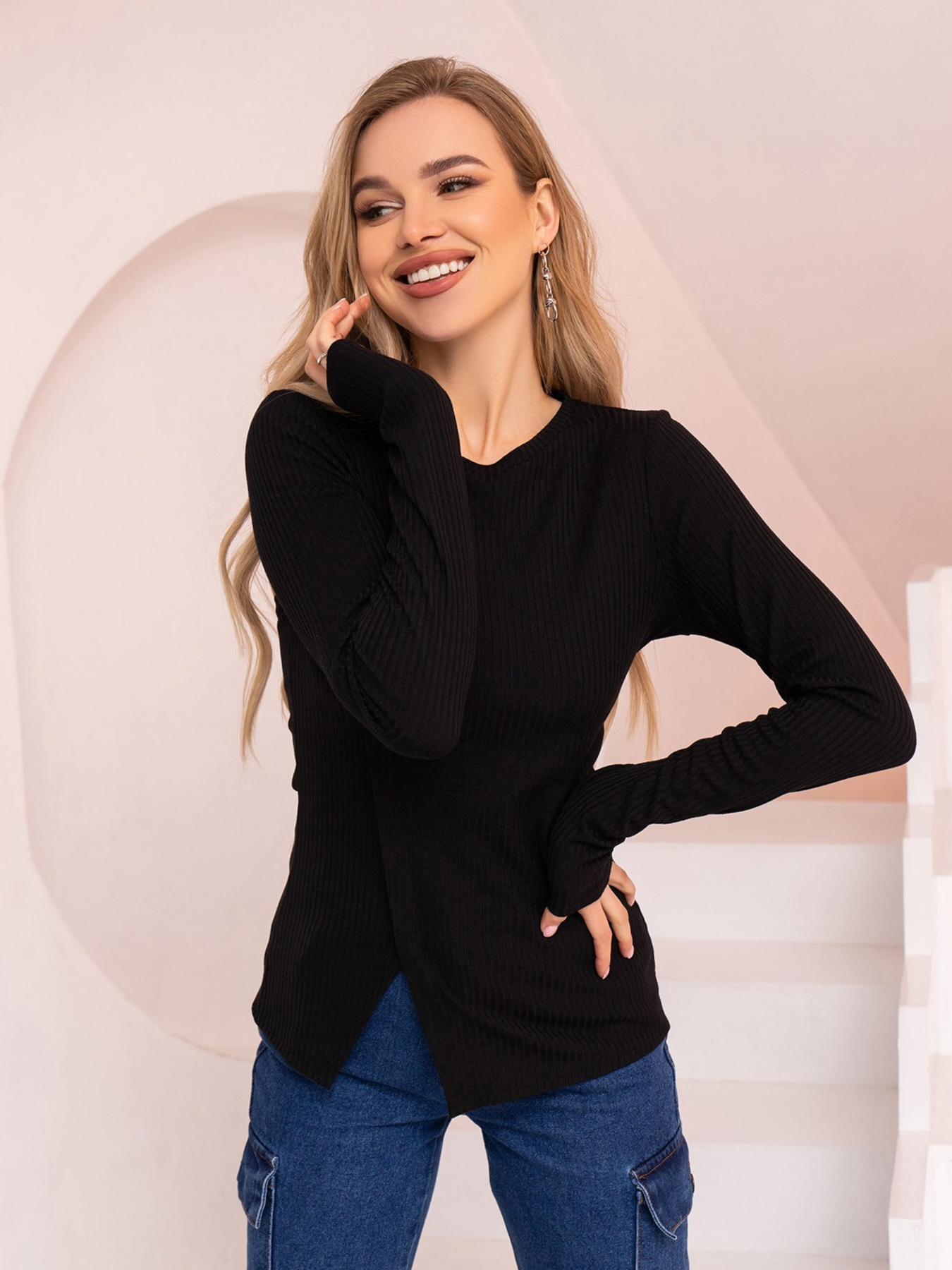 Свитры и кардиганы ISSA Plus модель 13722_black Свитры и кардиганы ISSA Plus модель 13722_black Фото