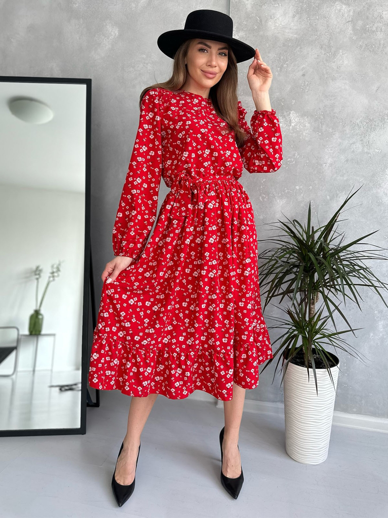 Сукня міді ISSA Plus модель 13724_red Фото