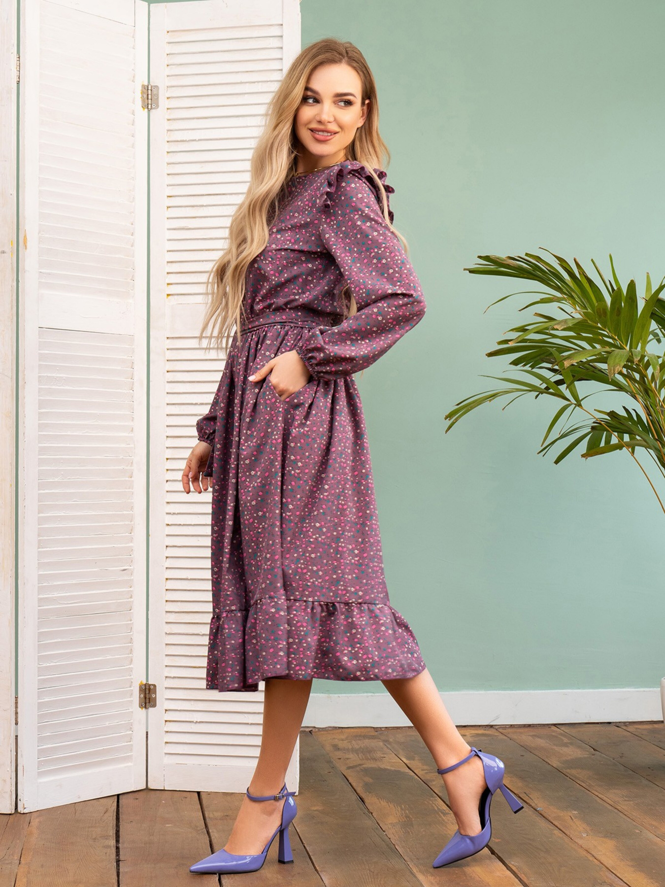 Платье миди ISSA Plus модель 13725_multicolor Платье миди ISSA Plus модель 13725_multicolor Фото