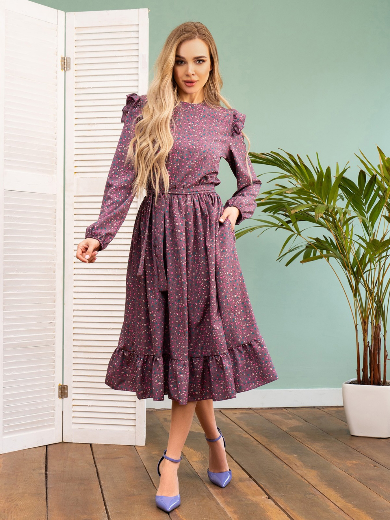 Платье миди ISSA Plus модель 13725_multicolor Платье миди ISSA Plus модель 13725_multicolor Фото