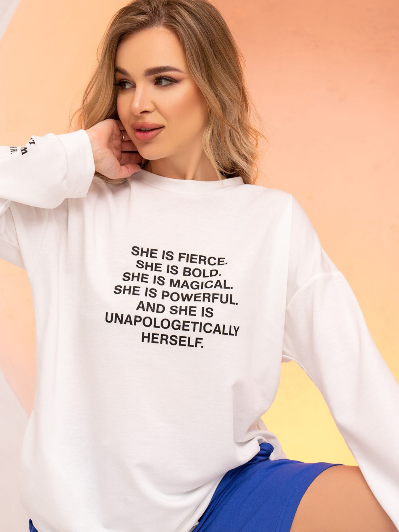 Свитшот ISSA Plus модель 13733_milky Фото