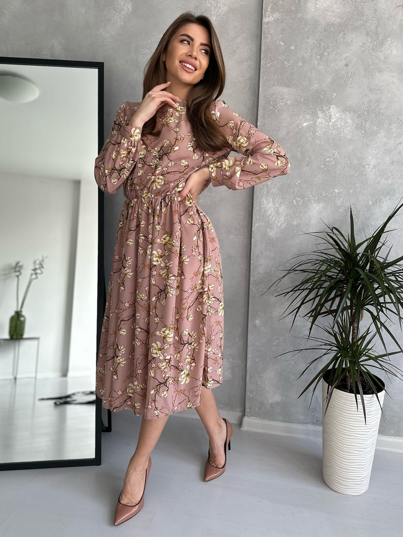 Сукня міді ISSA Plus модель 13738_pink Фото