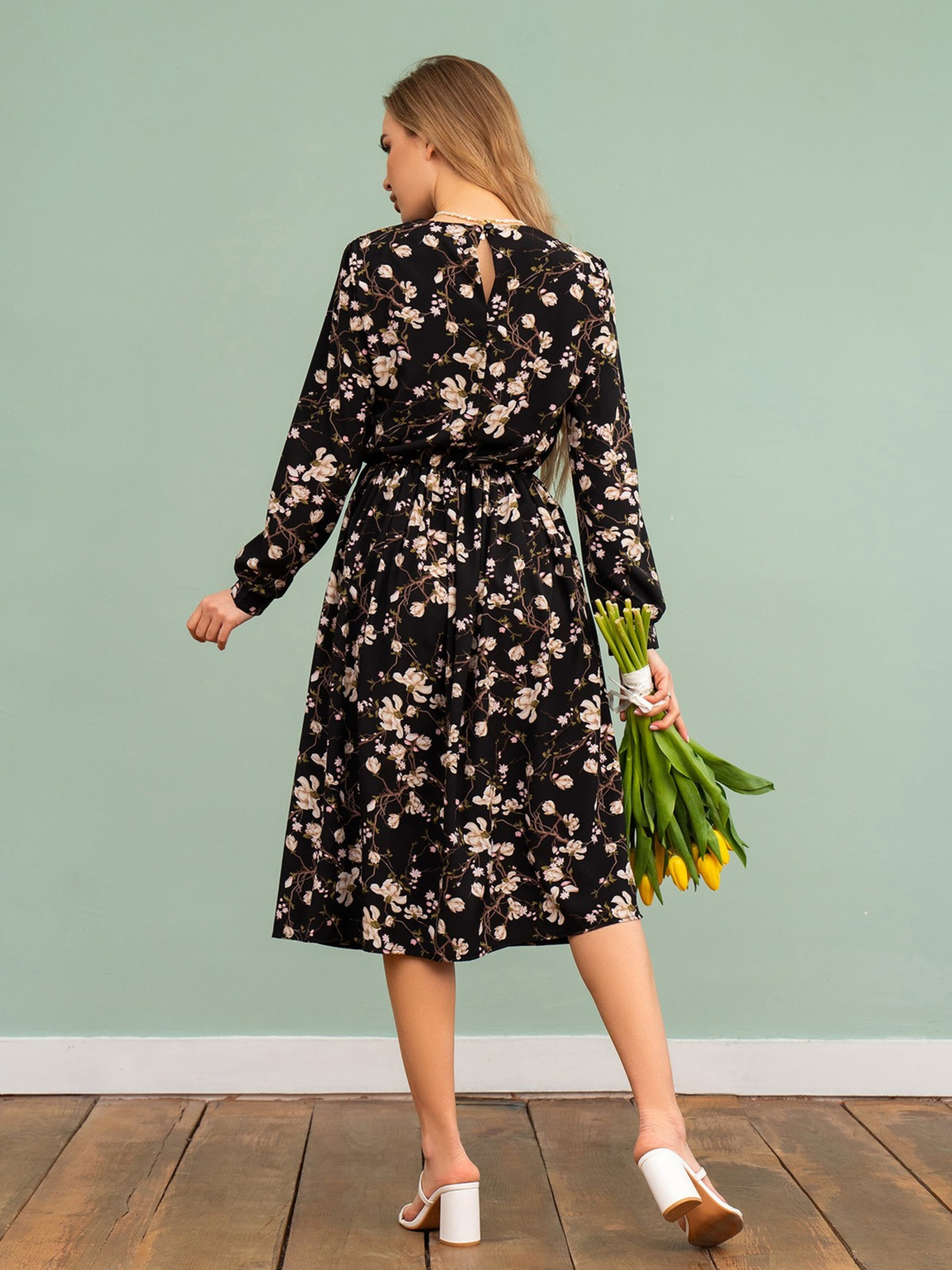 Платье миди ISSA Plus модель 13738_black Фото