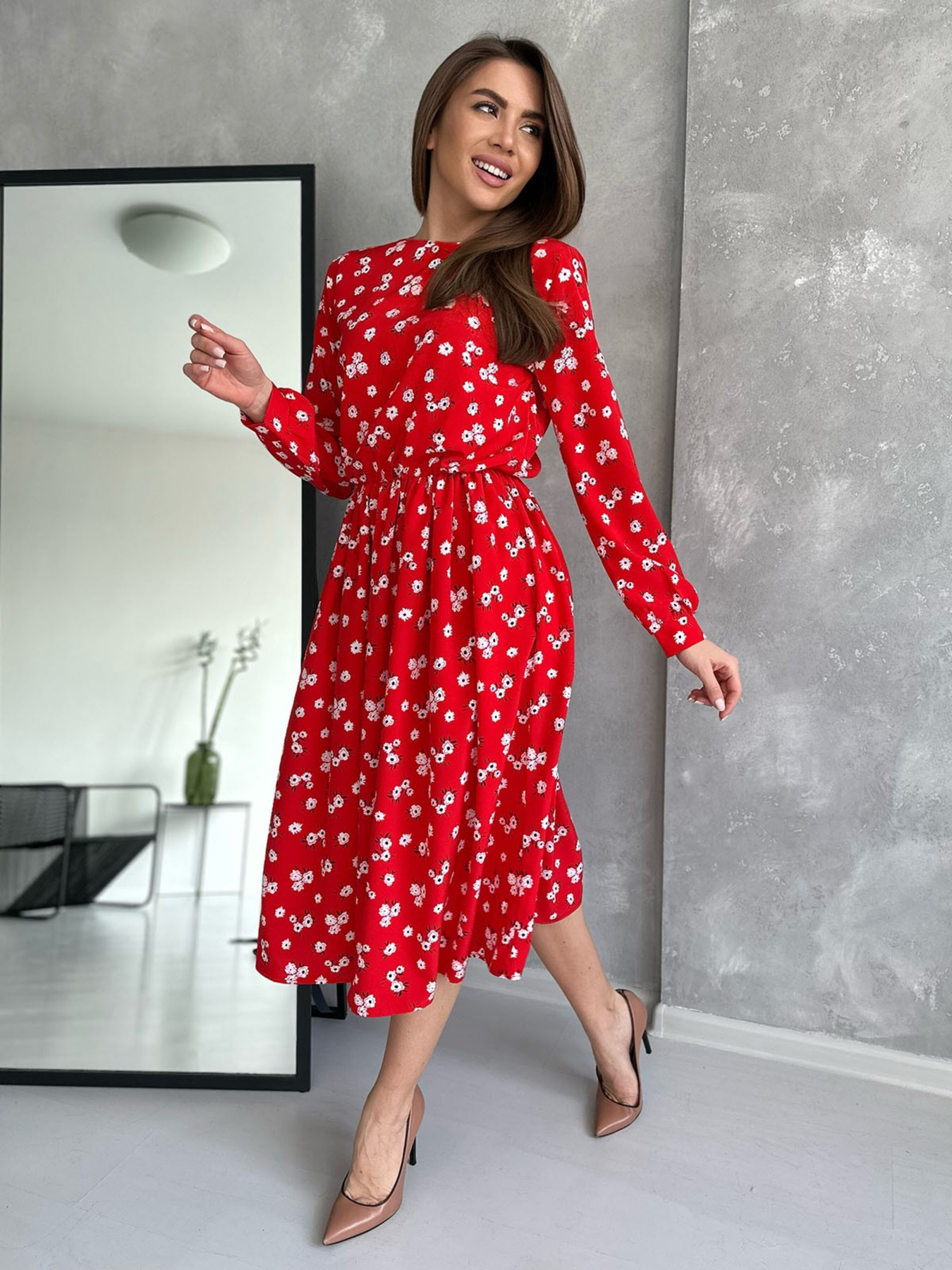 Платье миди ISSA Plus модель 13739_red Платье миди ISSA Plus модель 13739_red Фото