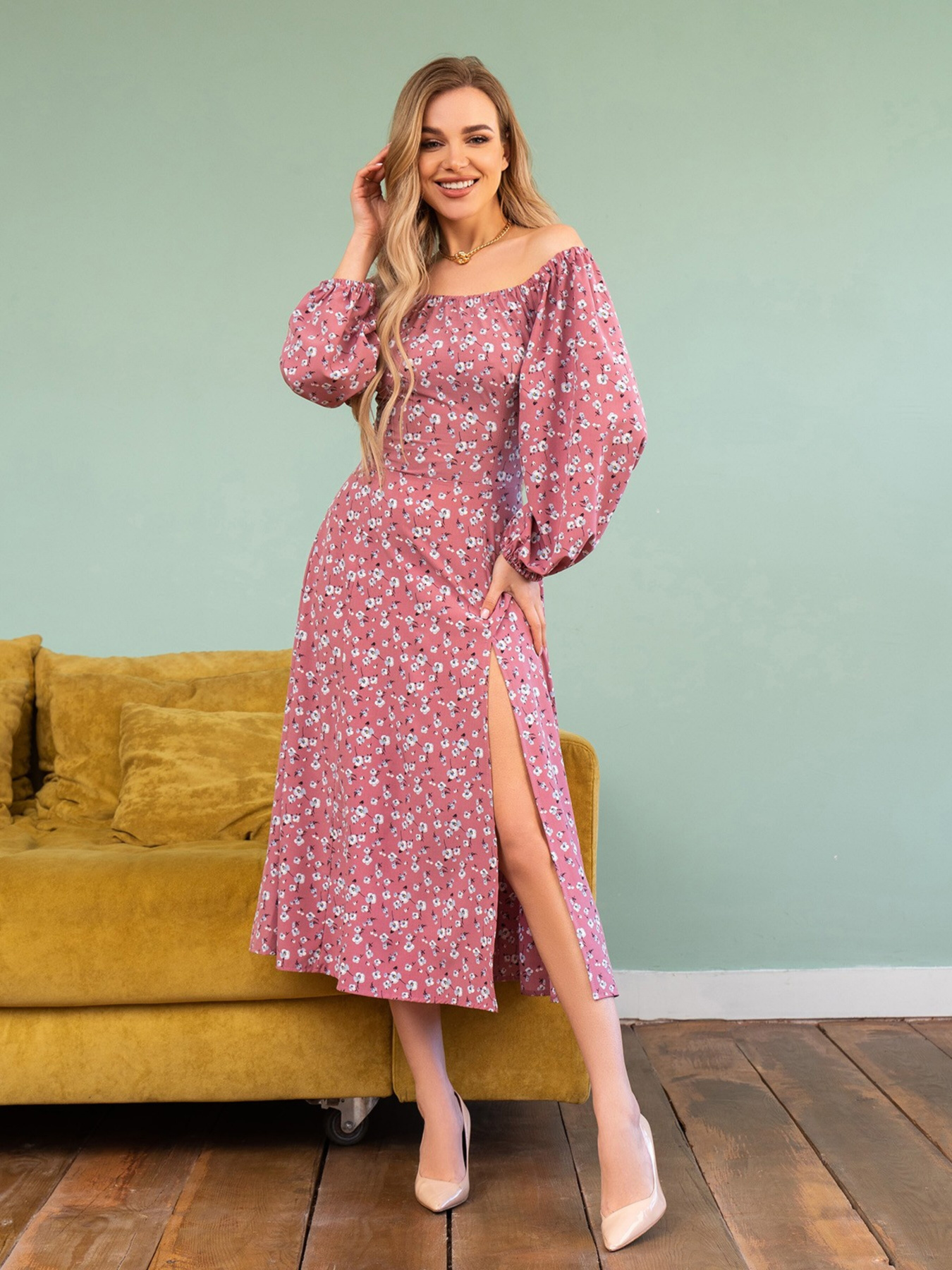 Платье миди ISSA Plus модель 13742_pink Фото