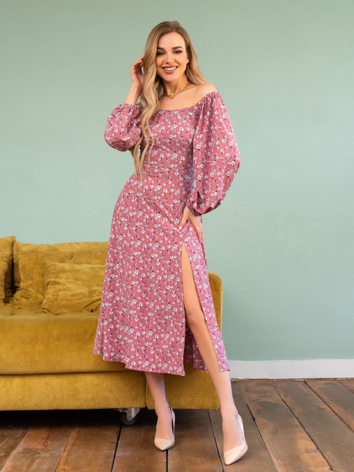 Платье миди ISSA Plus модель 13742_pink Фото