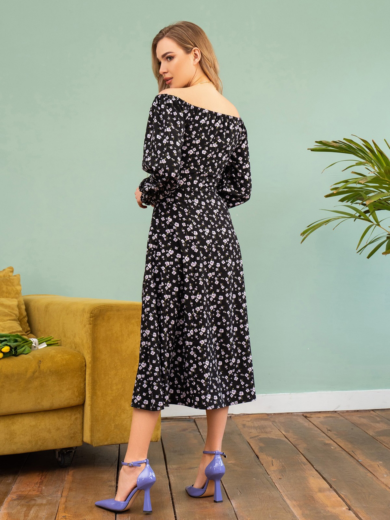 Платье миди ISSA Plus модель 13742_black Фото