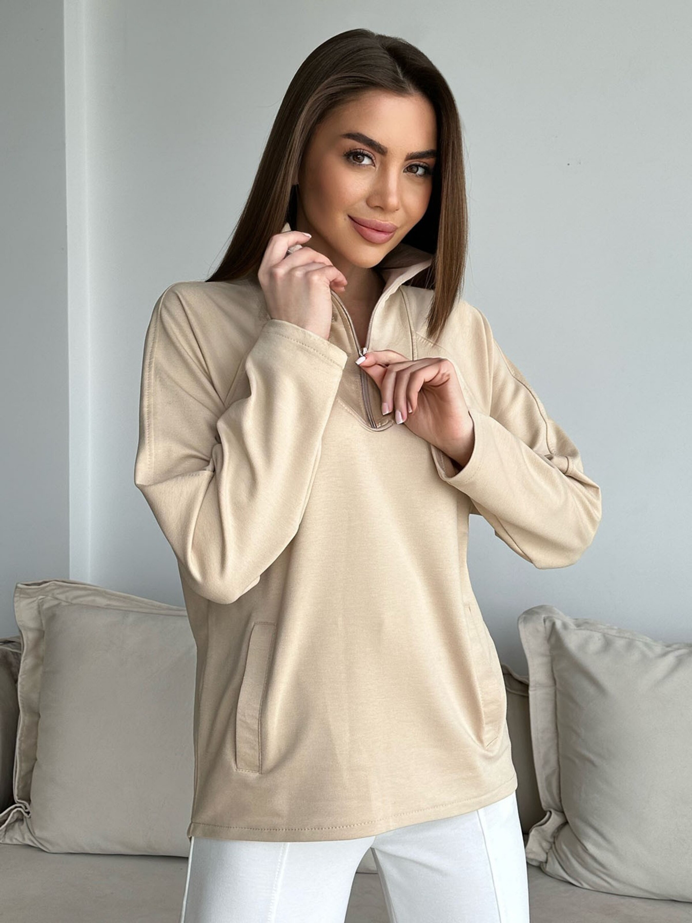 Спортивная кофта ISSA Plus модель 13751_beige Фото