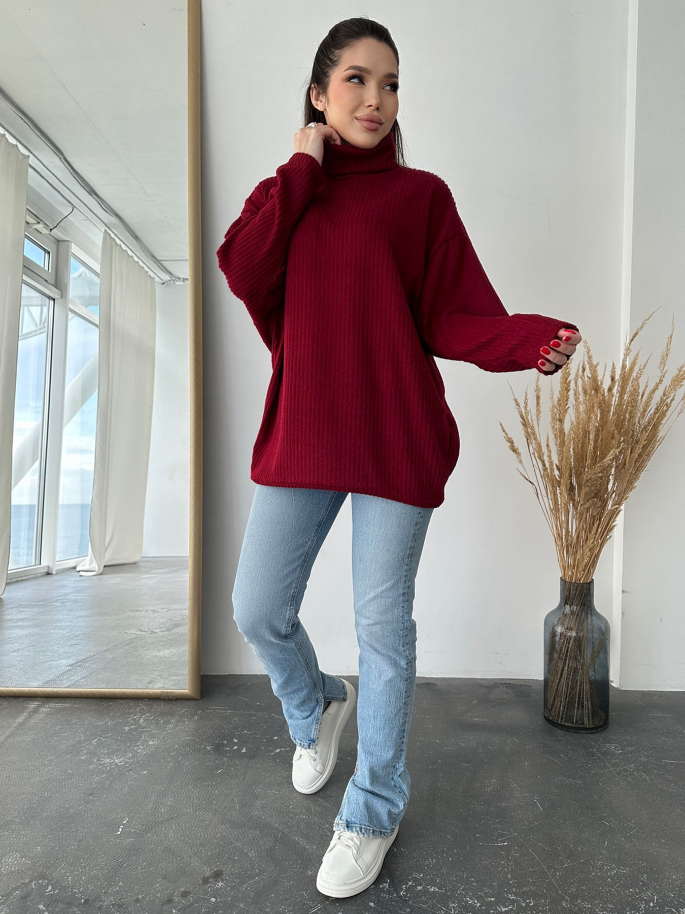 Свитер ISSA Plus модель 13763_burgundy Фото