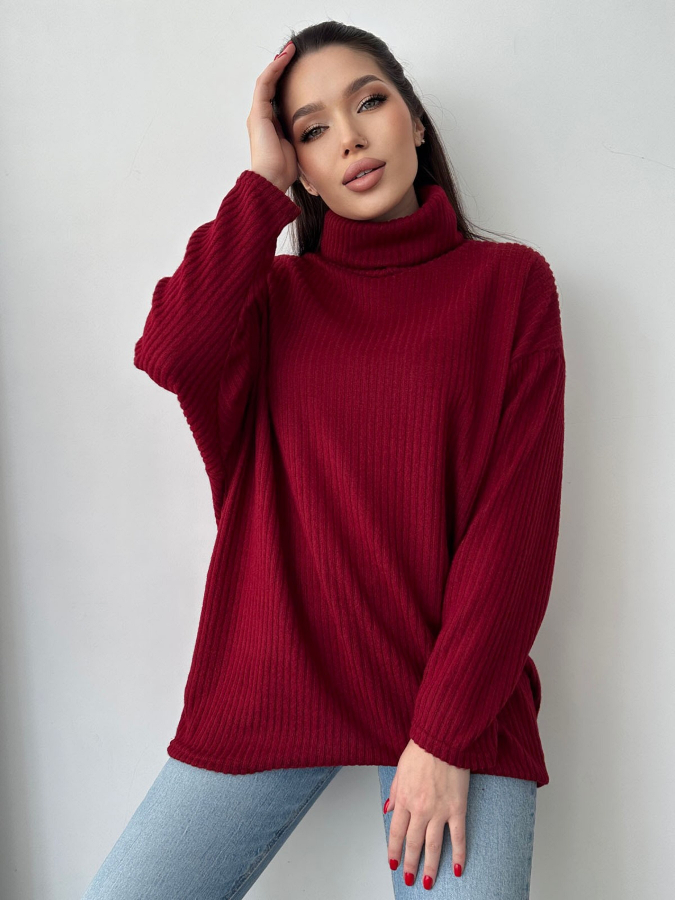 Свитер ISSA Plus модель 13763_burgundy Фото