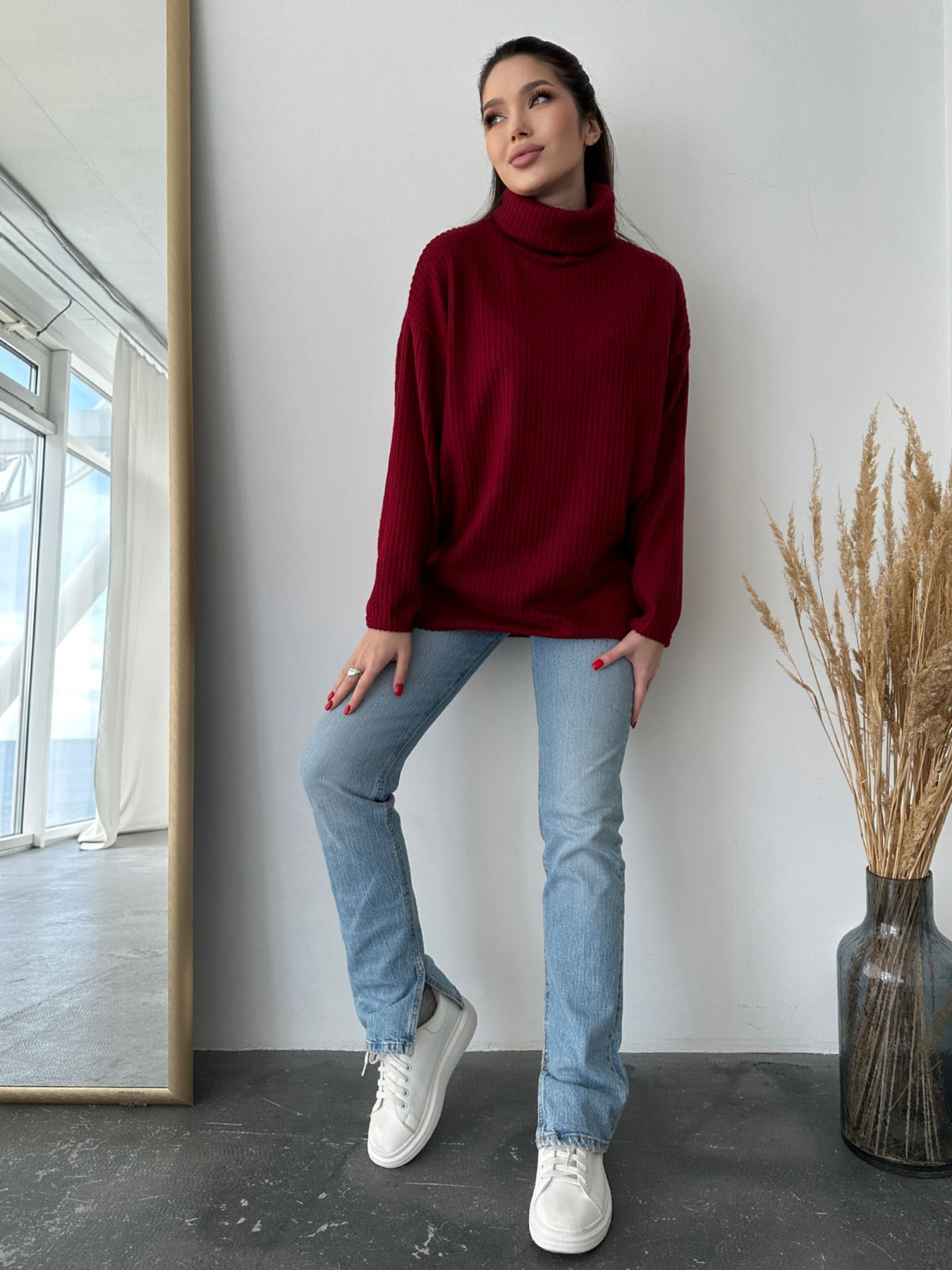 Свитер ISSA Plus модель 13763_burgundy Фото