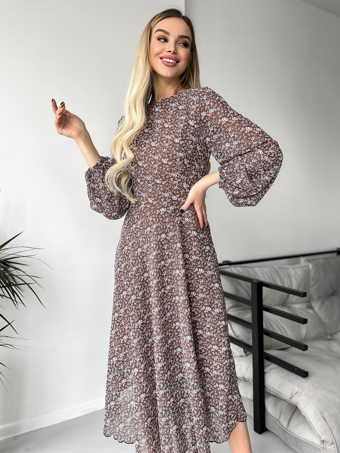 Сукня міді ISSA Plus модель 13770_brown Фото