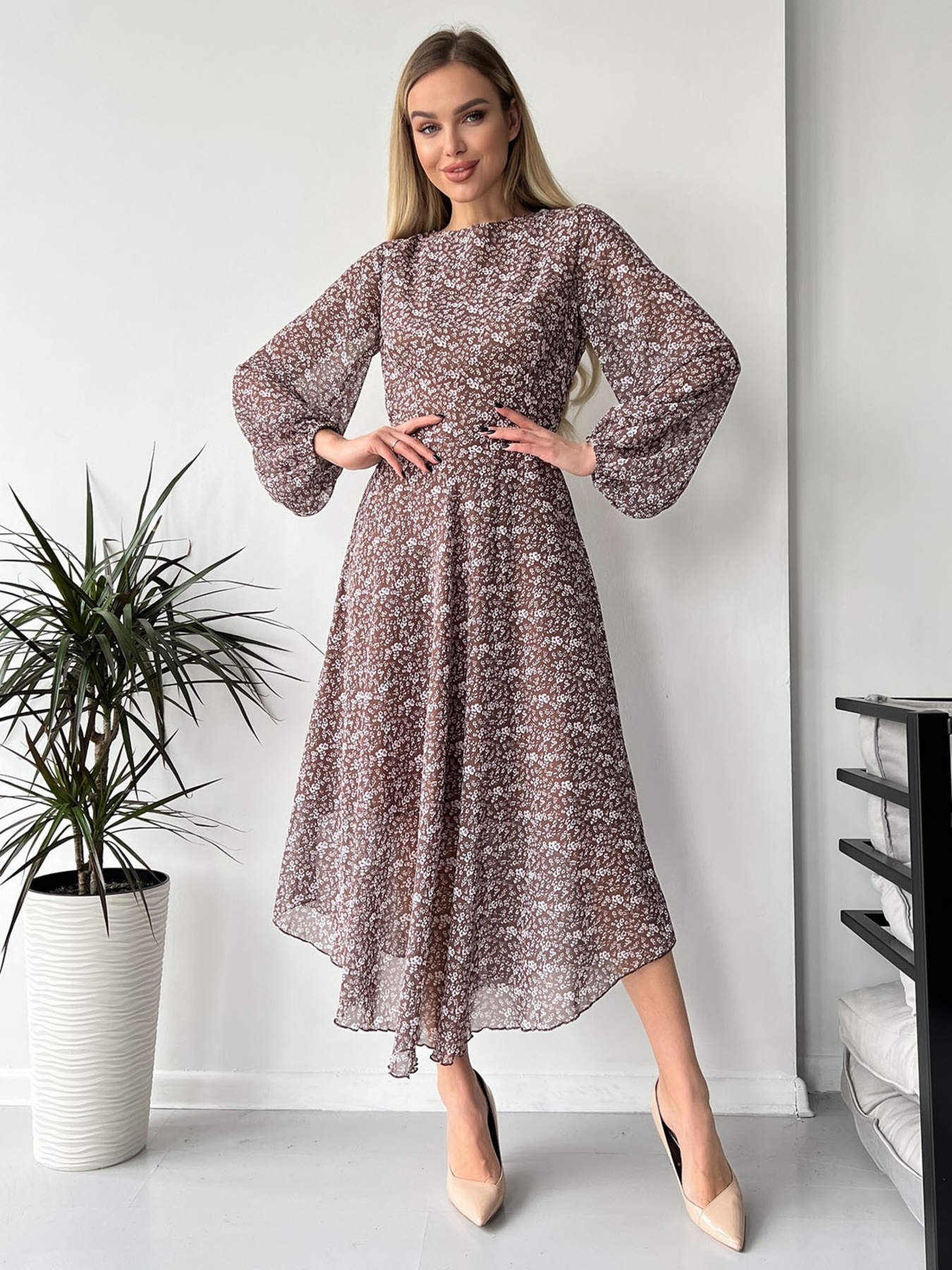 Сукня міді ISSA Plus модель 13770_brown Фото