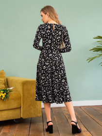 Платье миди ISSA Plus модель 13772_black Платье миди ISSA Plus модель 13772_black Фото