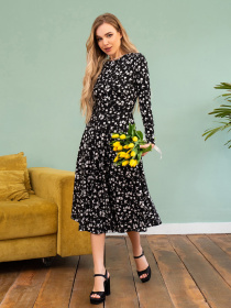 Платье миди ISSA Plus модель 13772_black Платье миди ISSA Plus модель 13772_black Фото