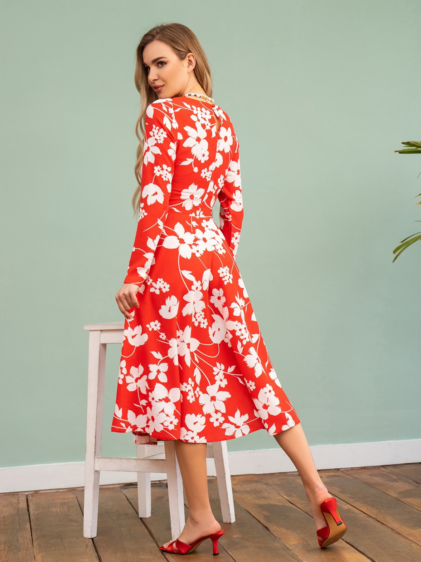 Платье миди ISSA Plus модель 13477A_red Фото