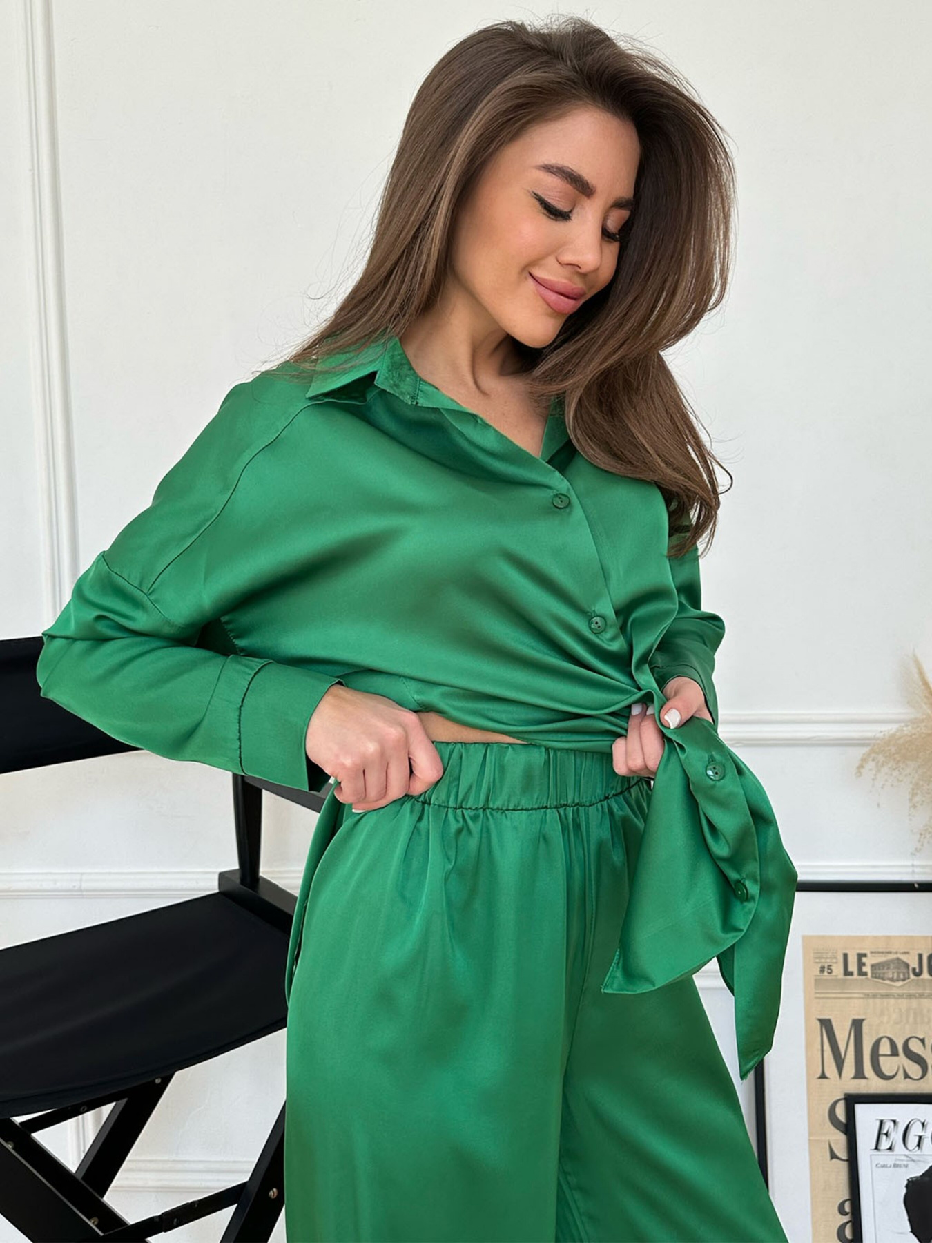 Повседневный костюм ISSA Plus модель 13782_green Повседневный костюм ISSA Plus модель 13782_green Фото