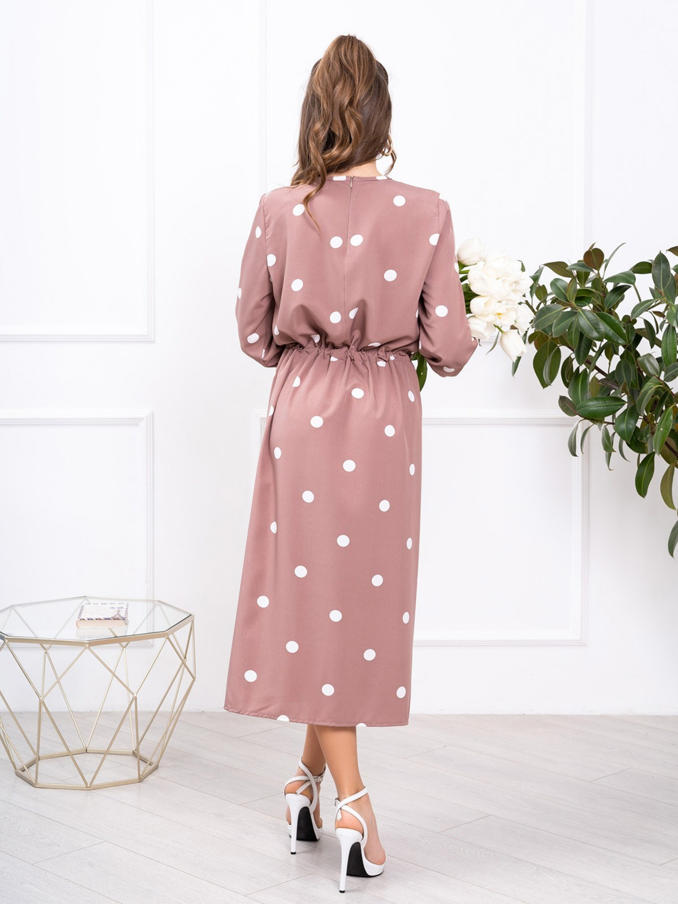 Платье миди ISSA Plus модель 13791_beige Фото