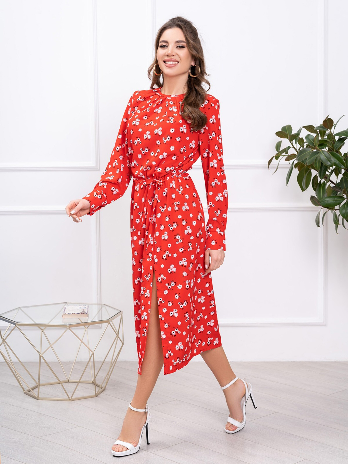 Платье миди ISSA Plus модель 13793_red Платье миди ISSA Plus модель 13793_red Фото