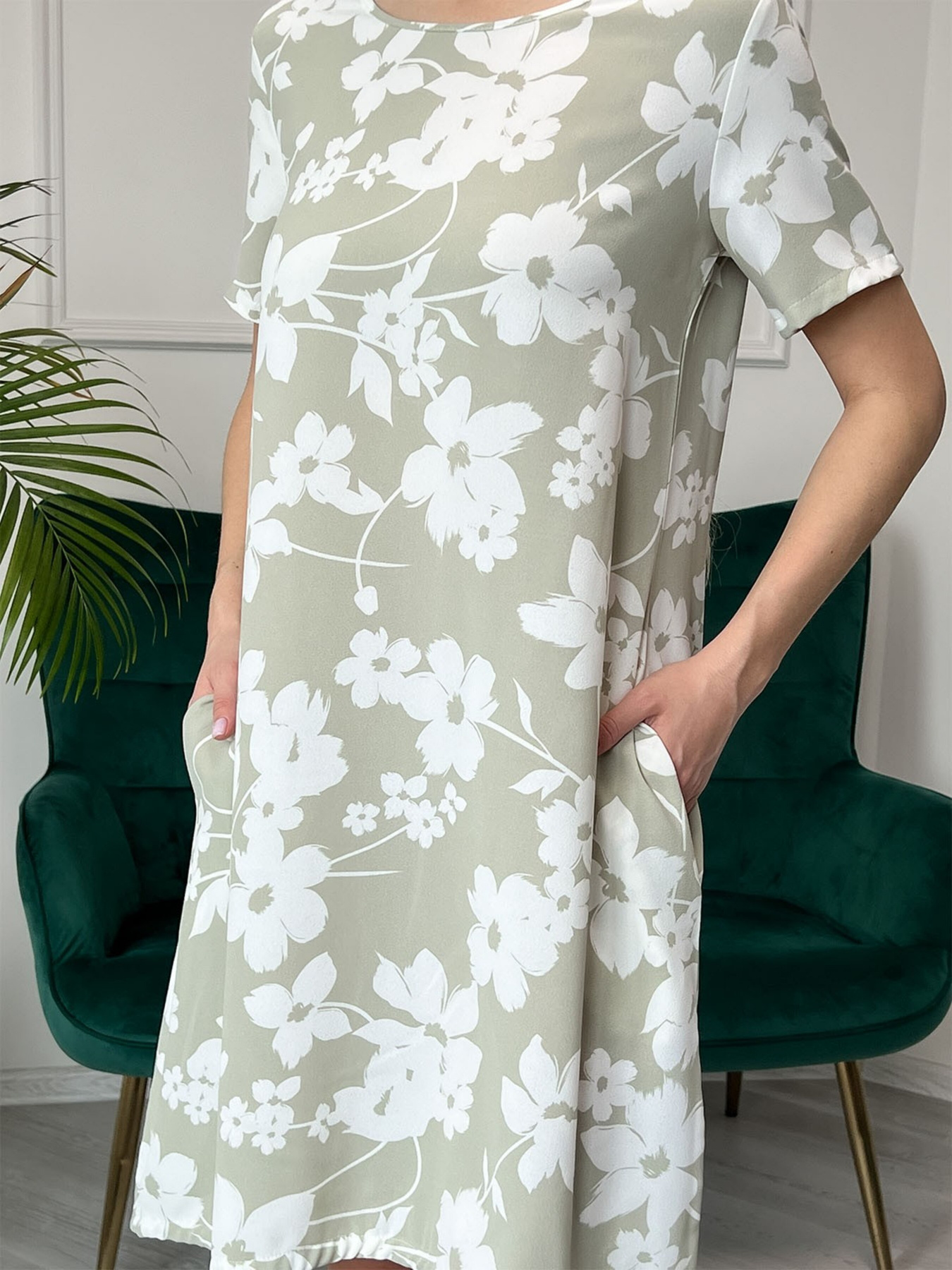 Сукня міні ISSA Plus модель 13812_olive Фото