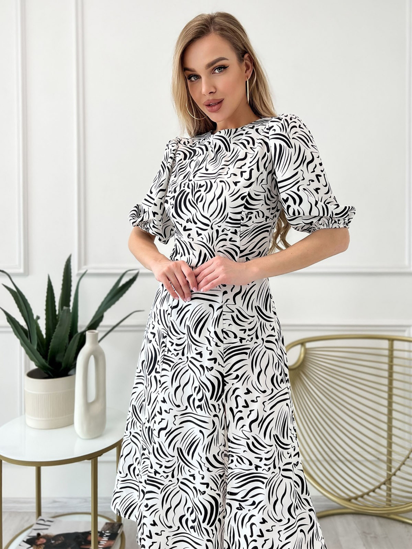 Платье миди ISSA Plus модель 13807_white Фото