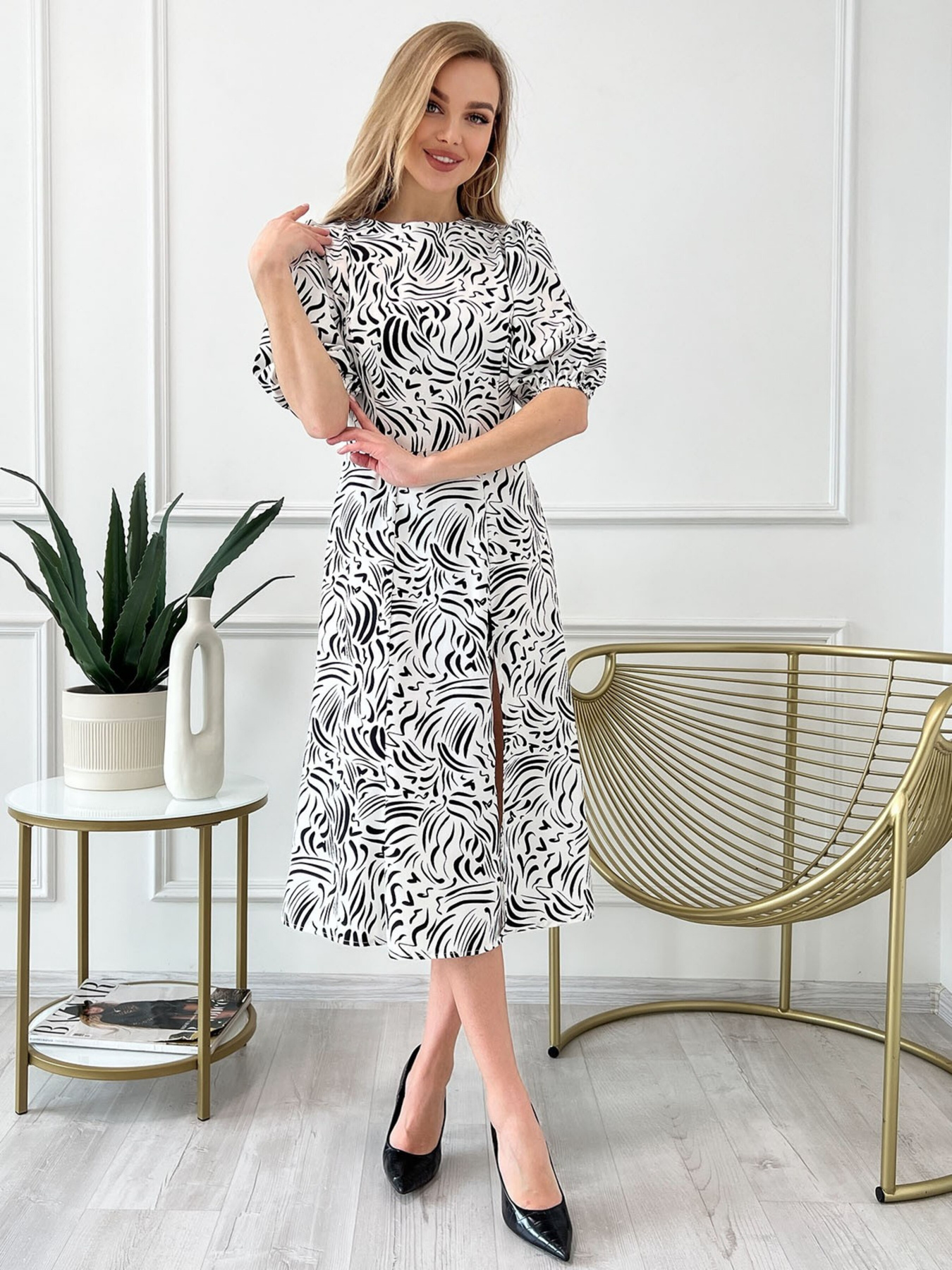 Платье миди ISSA Plus модель 13807_white Фото