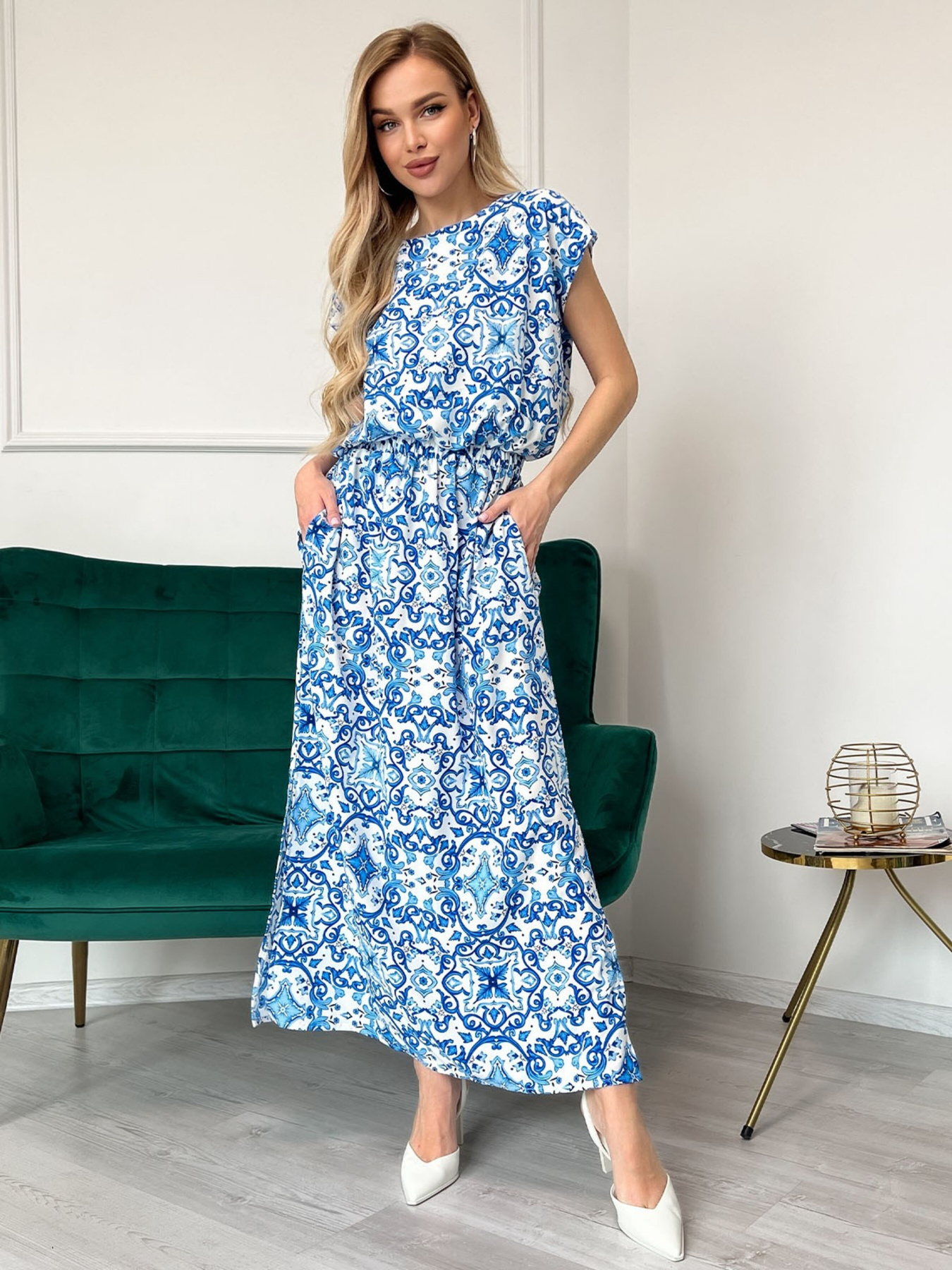 Платье макси ISSA Plus модель 13828_blue Фото