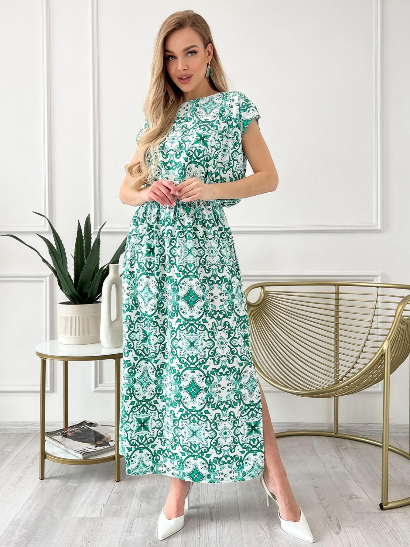 Платье макси ISSA Plus модель 13828_green Фото