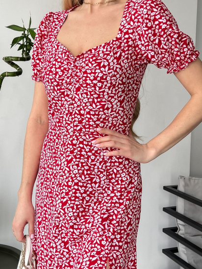 Сукня міді ISSA Plus модель SA-151_red — фото 4 - INTERTOP