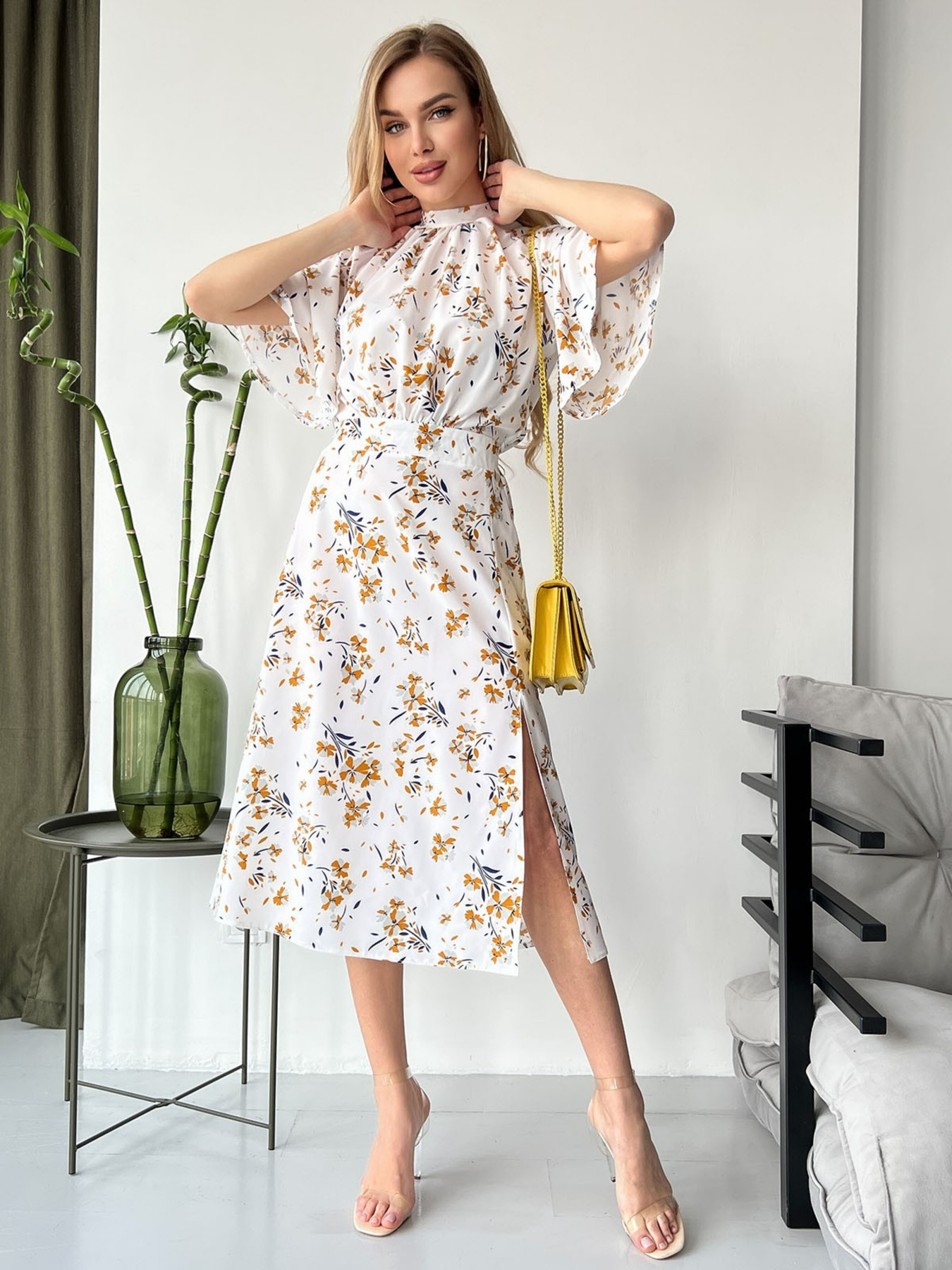 Платье миди ISSA Plus модель SA-459_beige Фото