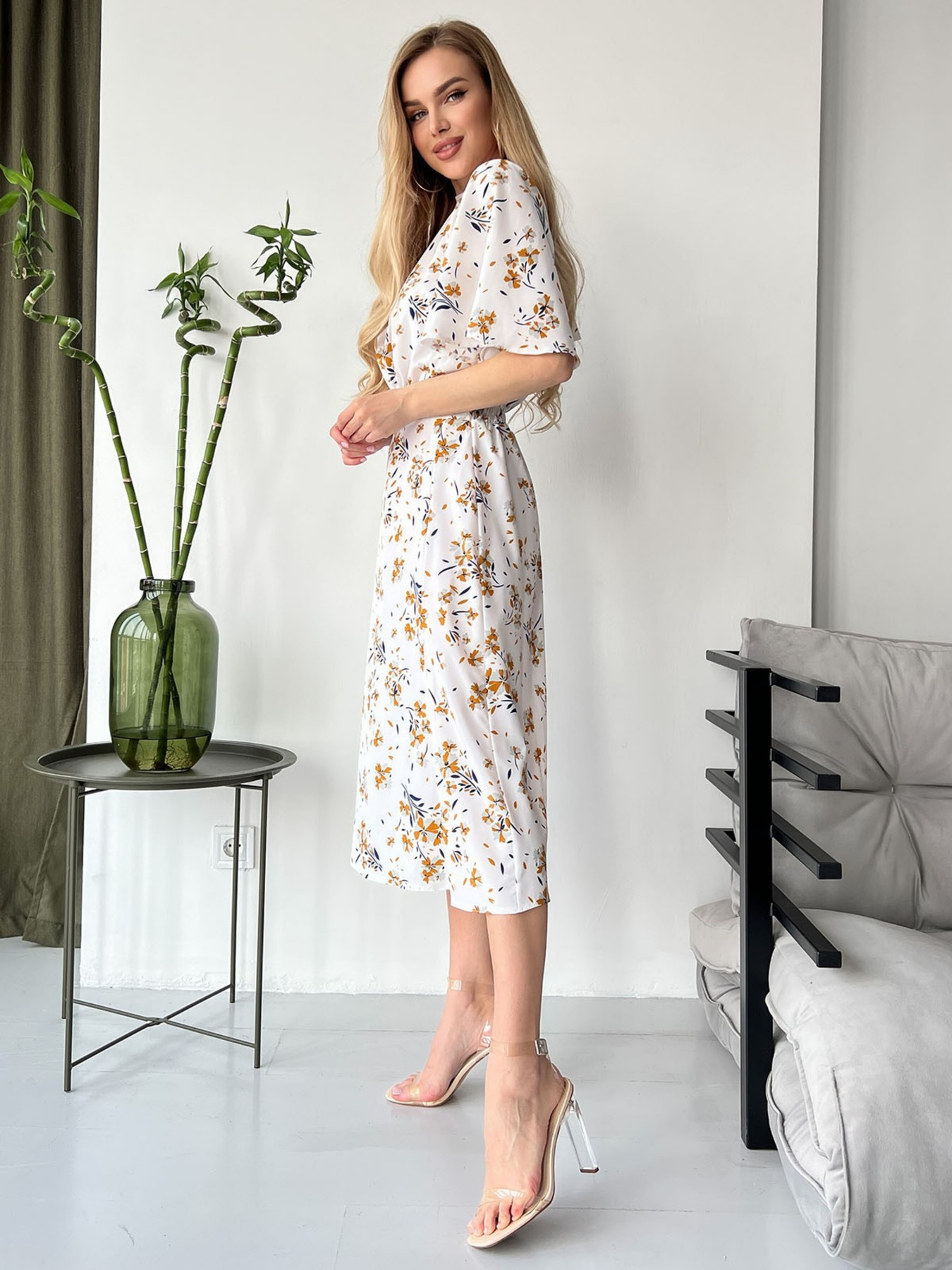 Платье миди ISSA Plus модель SA-459_beige Фото