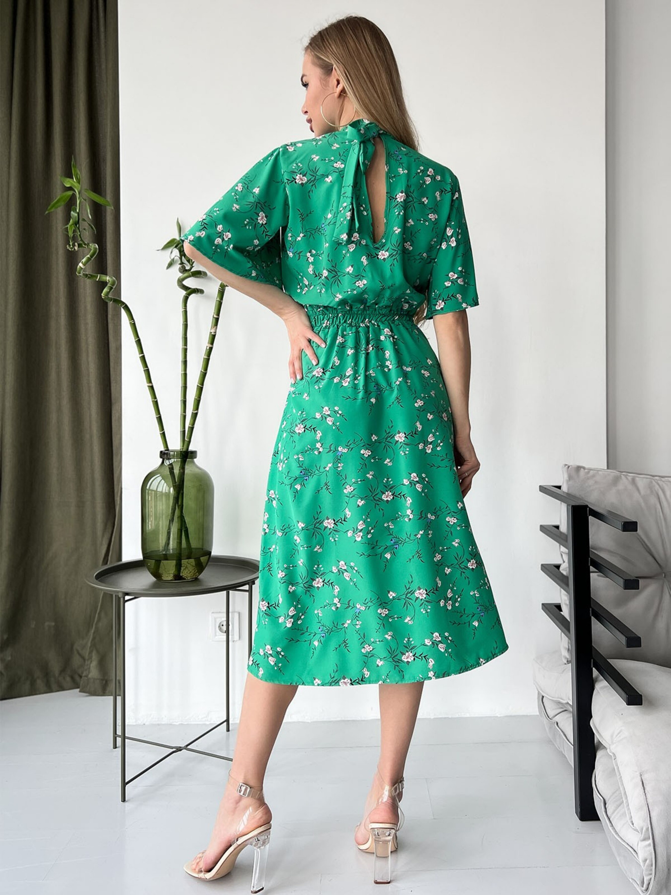 Платье миди ISSA Plus модель SA-459_green Фото