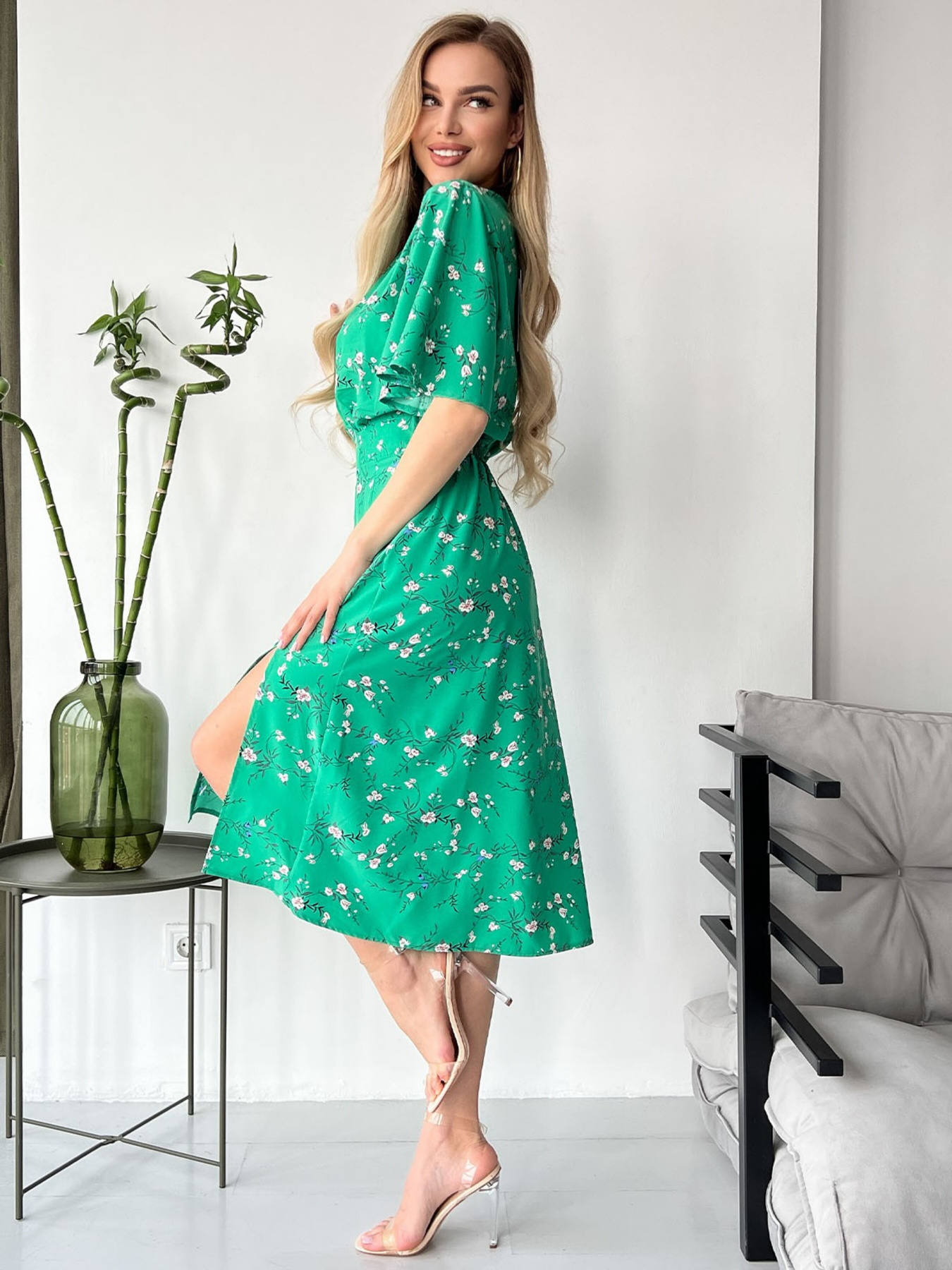 Платье миди ISSA Plus модель SA-459_green Фото