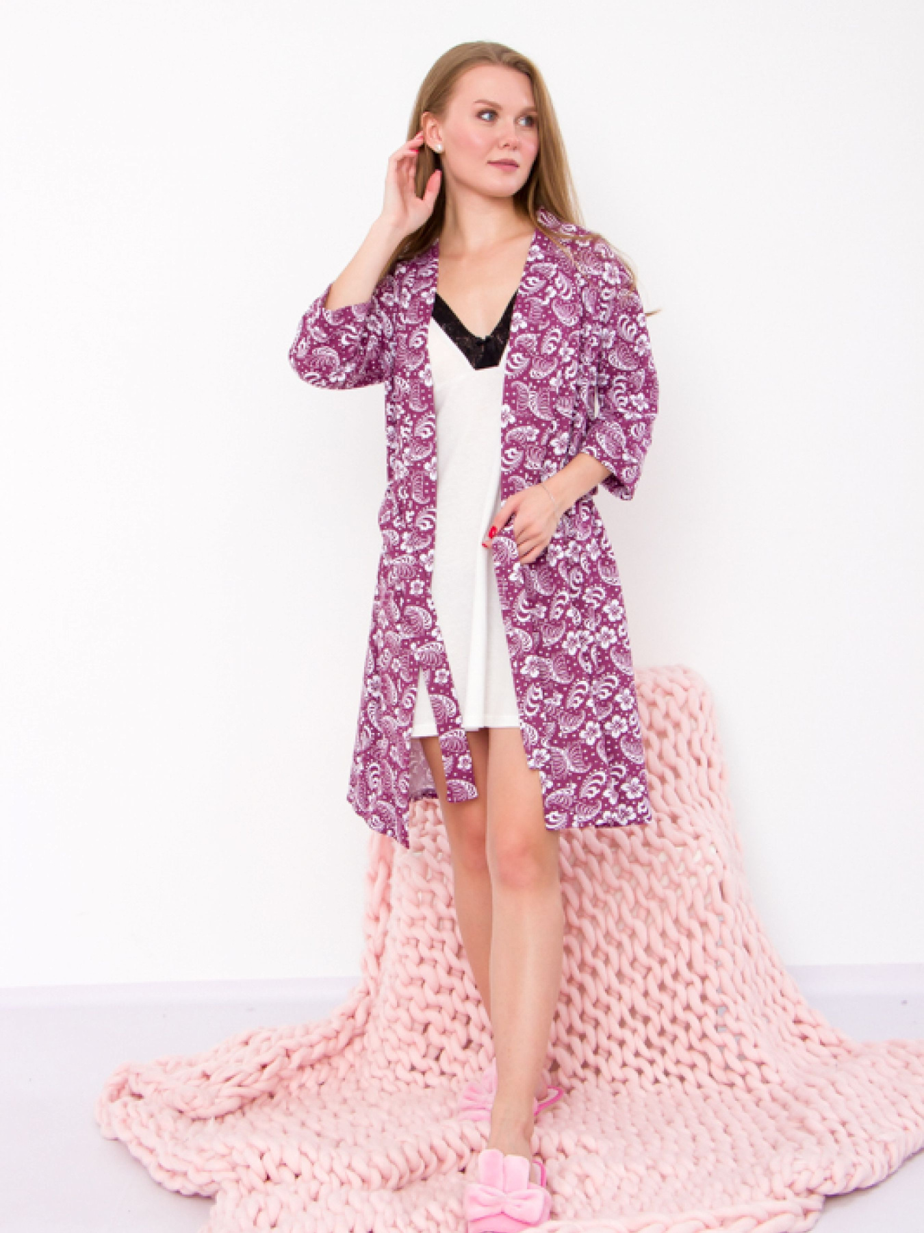 Ночная рубашка Носи своє модель 8000-024-molochnij-bordovij Ночная рубашка Носи своє модель 8000-024-molochnij-bordovij Фото