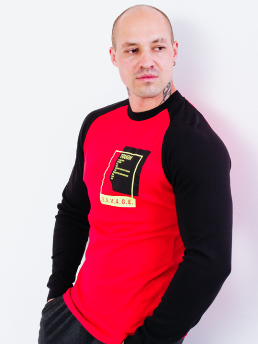 Лонгслів Носи своє модель 8009-015-33-1-chervonij-chornij Фото