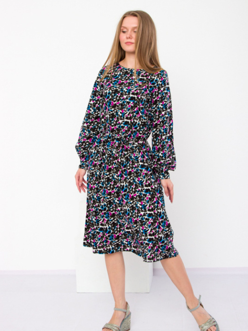 Платье миди Носи своє модель 8217-102-leopard-z-rozhevim Фото