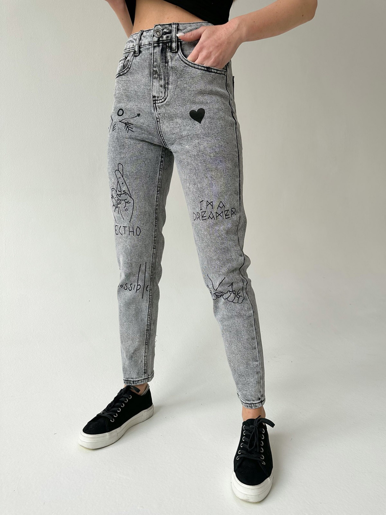 Джинсы мом ISSA Plus модель WN20-236_grey Фото