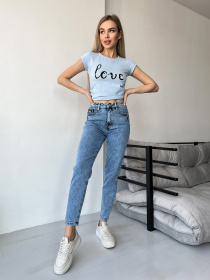 Джинсы мом ISSA Plus модель WN20-400_blue Фото