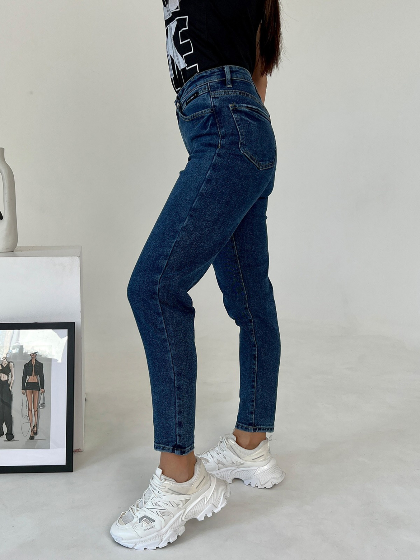 Джинсы мом ISSA Plus модель WN20-402_blue Фото