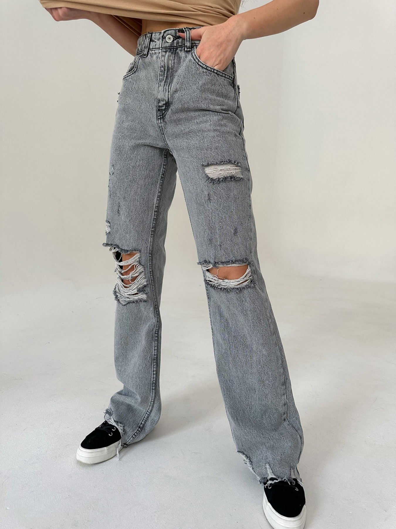 Широкі джинси ISSA Plus модель WN20-405_grey Фото