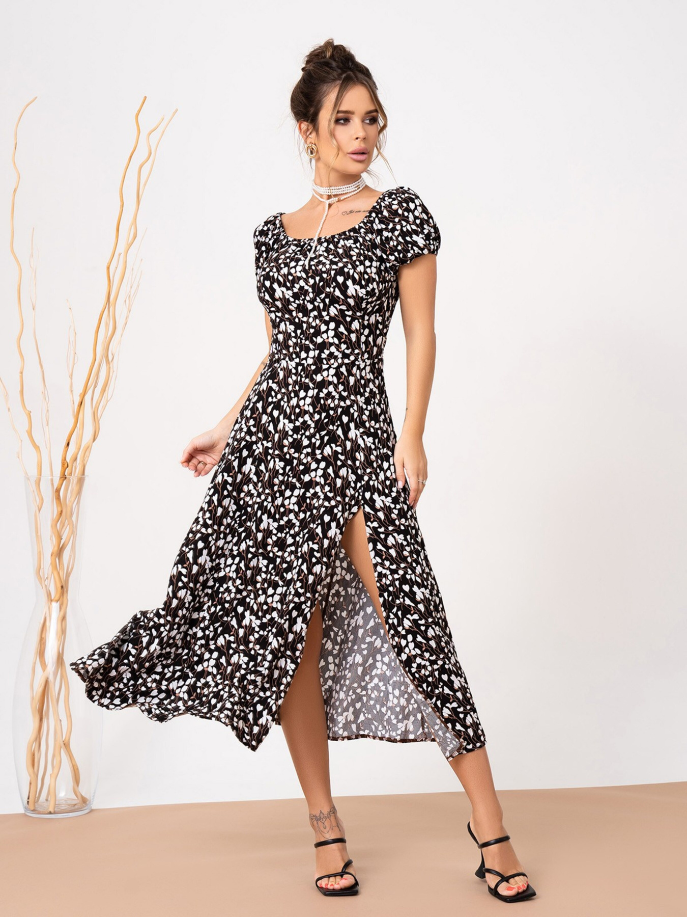 Платье миди ISSA Plus модель 13860_black Фото