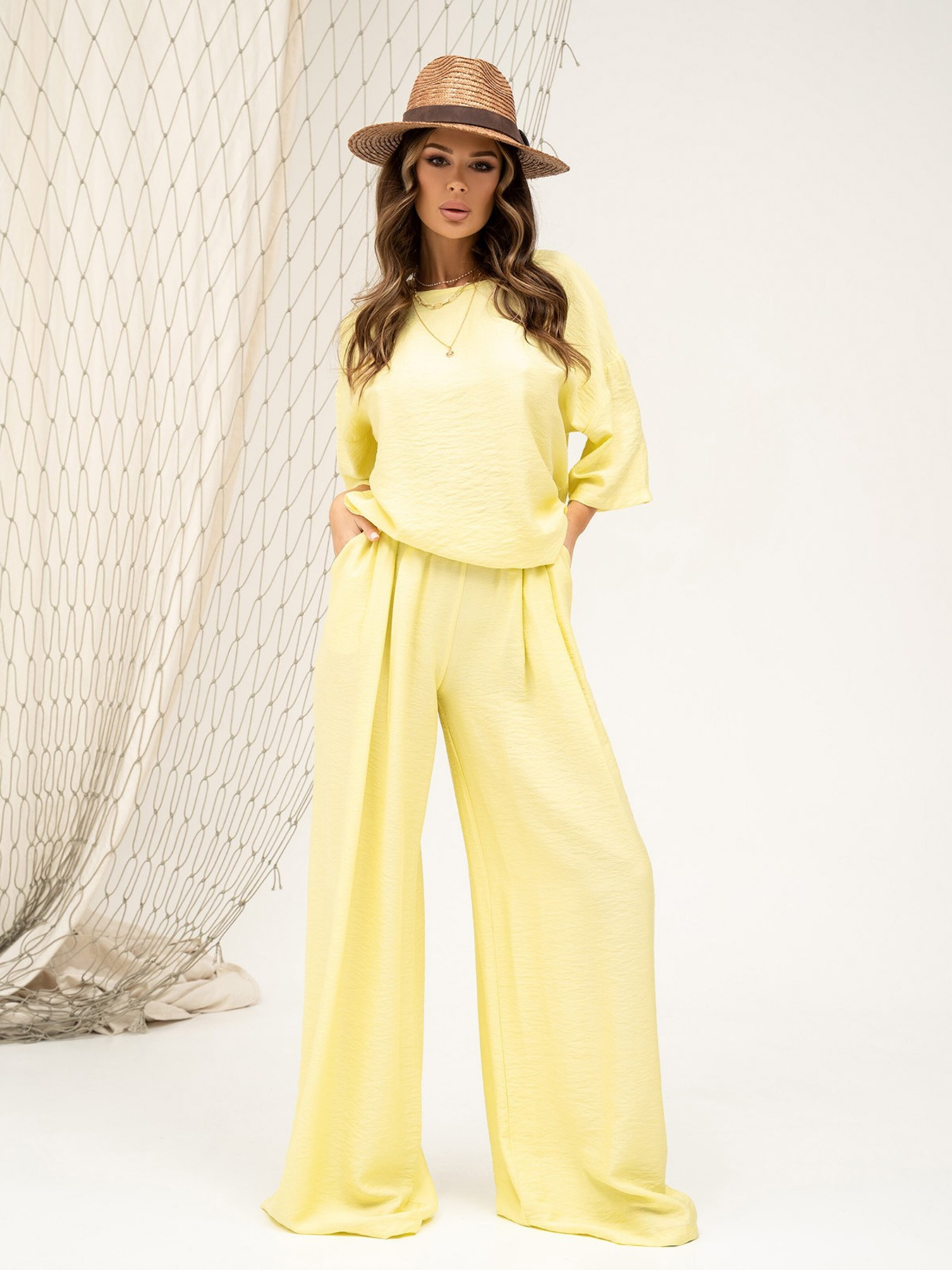 Повседневный костюм ISSA Plus модель 13883_yellow Фото