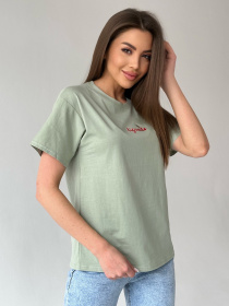 Футболка ISSA Plus модель WN20-421_olive Футболка ISSA Plus модель WN20-421_olive Фото