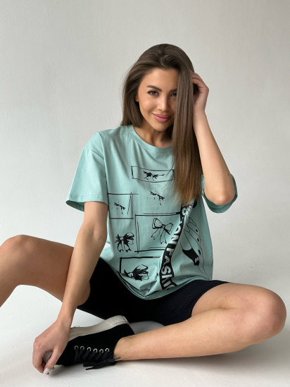 Футболка ISSA Plus модель WN20-426_turquoise — фото - INTERTOP