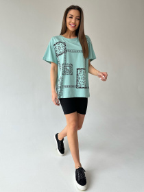 Футболка ISSA Plus модель WN20-427_turquoise Фото