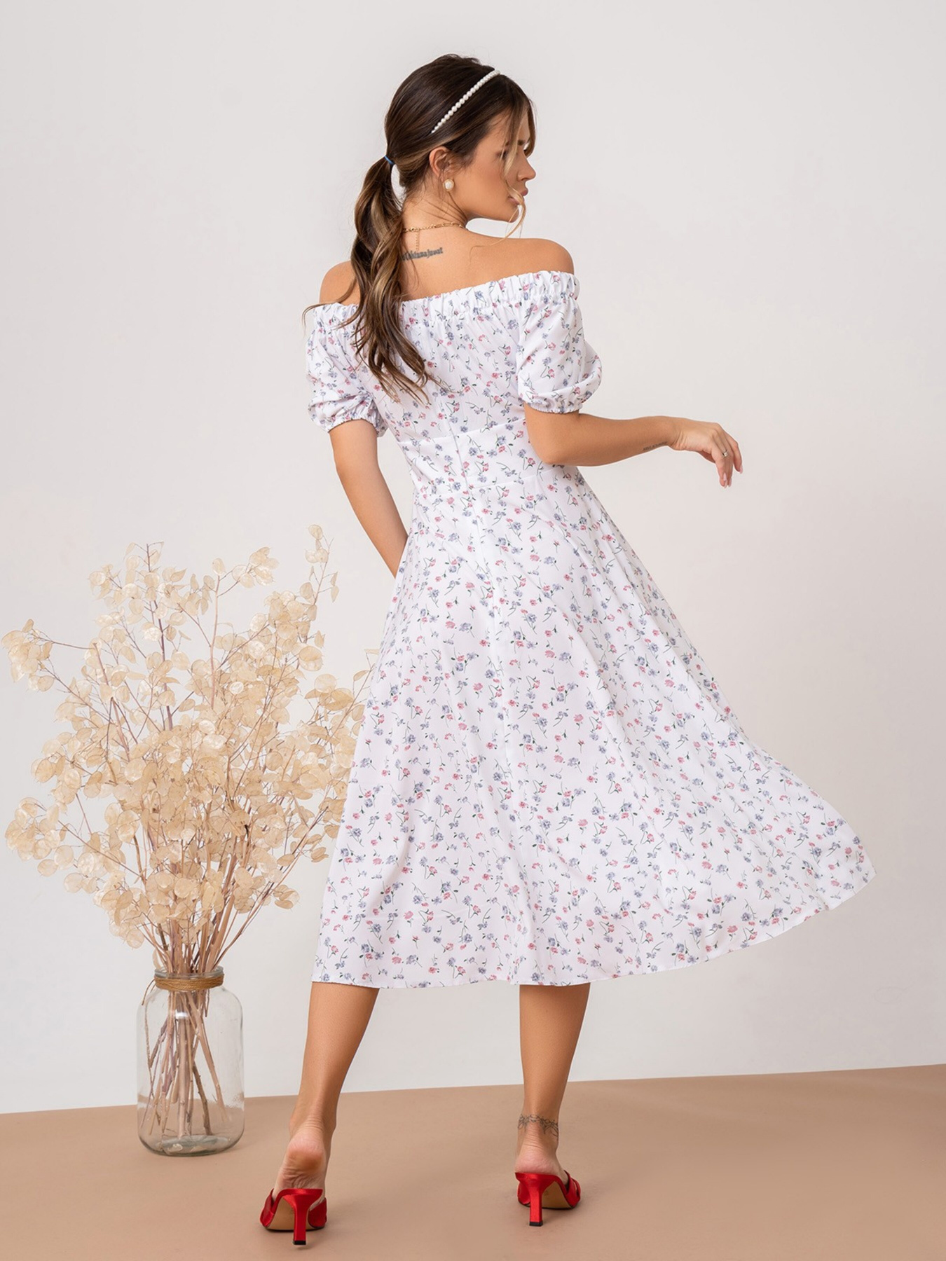 Платье миди ISSA Plus модель SA-413_white Фото