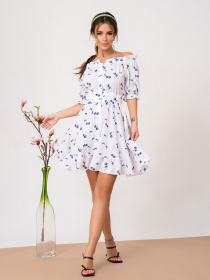 Платье мини ISSA Plus модель SA-461_whiteblue Фото