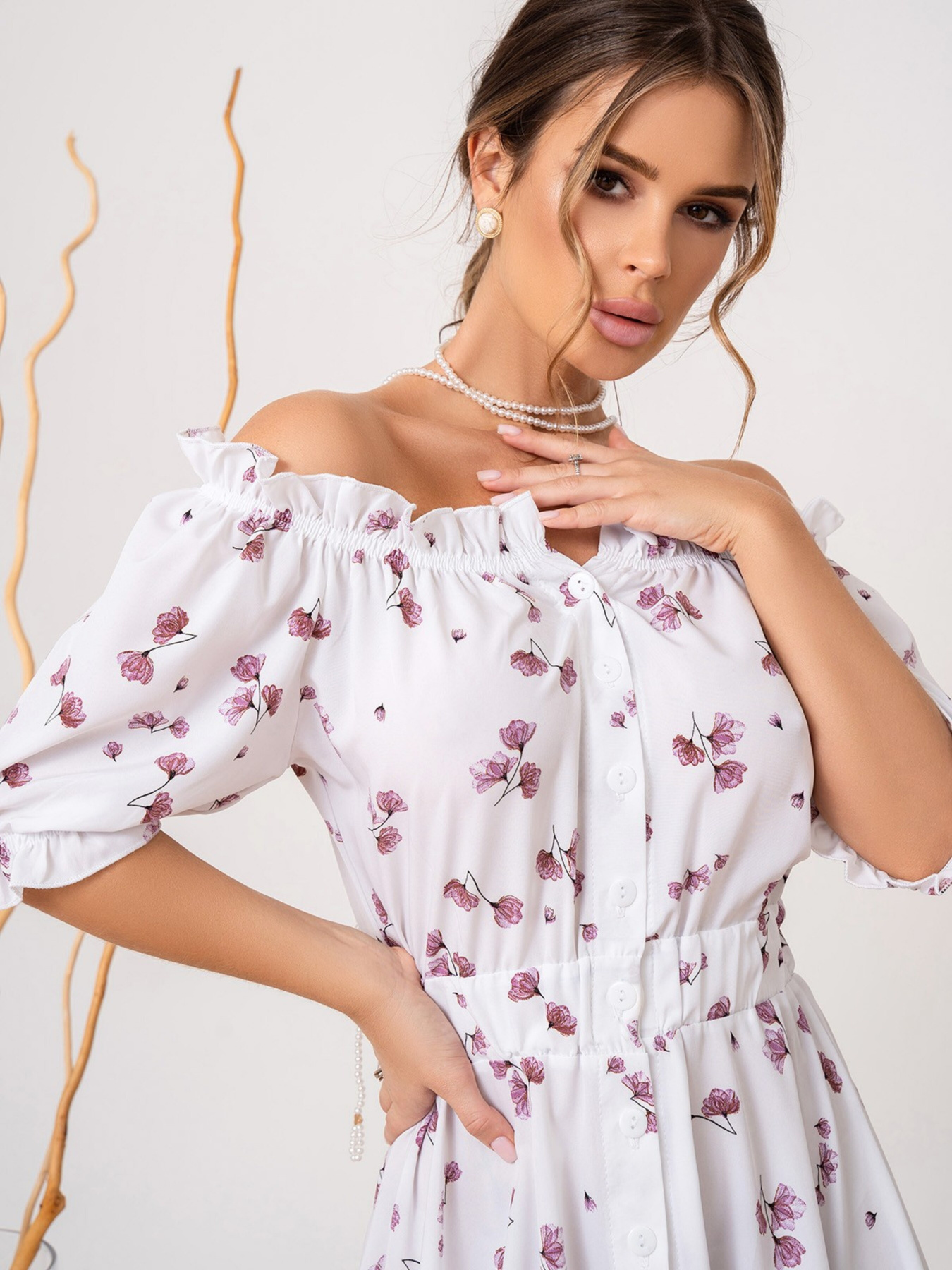 Платье мини ISSA Plus модель SA-461_whitepink Фото